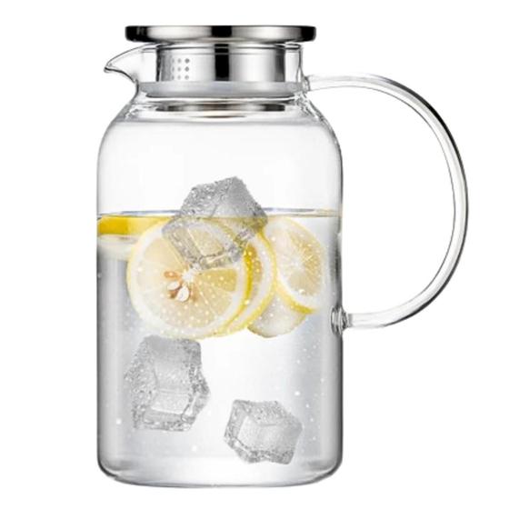 Imagem de Jarra de Vidro Borossilicato Resistente Com Tampa Inox 1,8l
