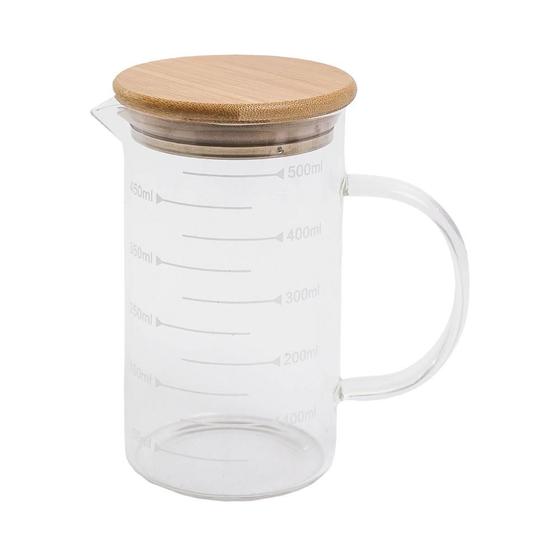 Imagem de Jarra de Vidro com Medida Oikos com Tampa de Bambu 500ML