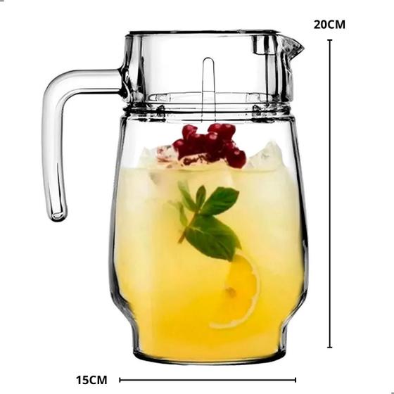 Imagem de Jarra De Vidro Com Tampa Água Refri Suco Safira 1,8 Litro