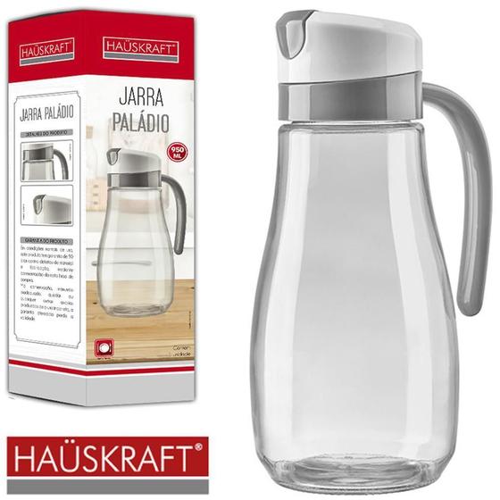 Imagem de Jarra De Vidro Paladio Cinza Com Tampa E Alca De Plastico Hauskraft 950Ml Na Caixa