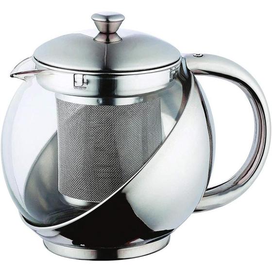 Imagem de Jarra Infusora Chaleira Bule de Vidro e Inox Com Coador de Chá 750 ML