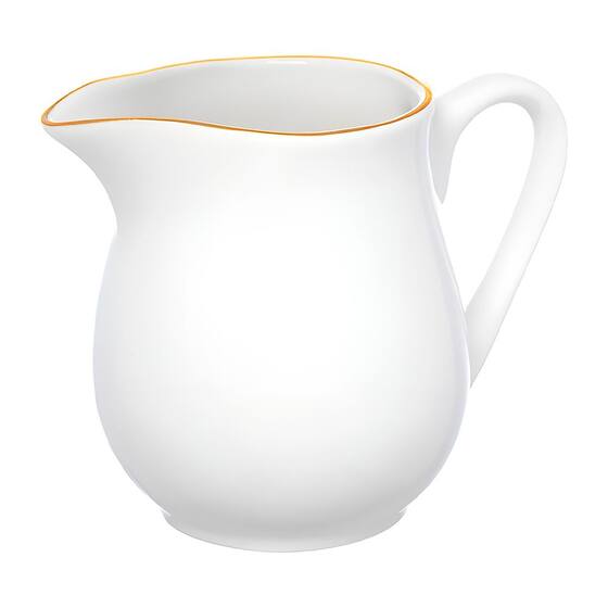Jarra Leiteira Porcelana Branca Borda Fio Dourado Royal Premium 300ml Haüskraft