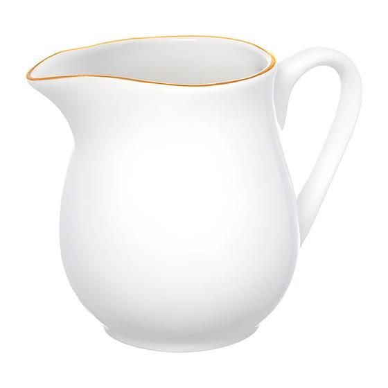 Jarra Leiteira Porcelana Branca Borda Fio Dourado Royal Premium 300ml Haüskraft