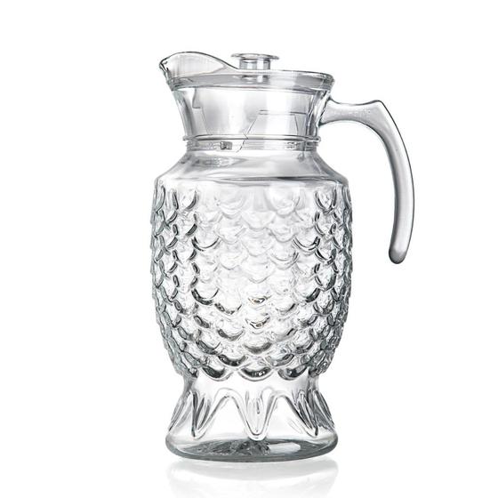 Imagem de Jarra Ocean Vidro Desenhado Luxo com Tampa 1800ml - Lehaví