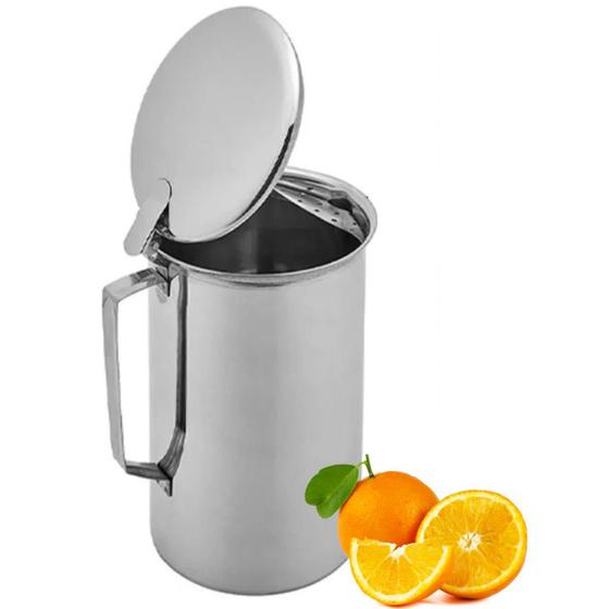 Jarra Suco Inox 2 Litros com Tampa e Aparador Gelo Menor preço em Jarra Suco Inox 2 Litros com Tampa e Aparador Gelo