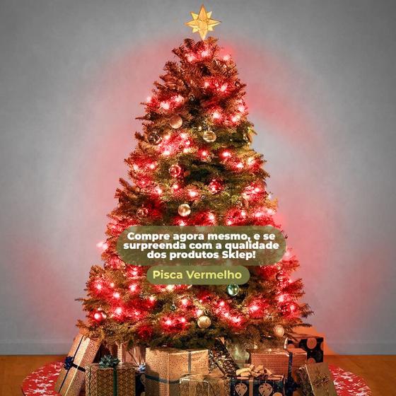 Imagem de JDK Pisca Pisca Natal Fixo Cores 100 Leds 9m Fio Trasp. Decoração natalina iluminação festa Comércio papai noel casamento acessório