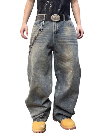 Imagem de Jeans largos de hip hop DFGIGT Streetwear Wide Leg Skater Masculino