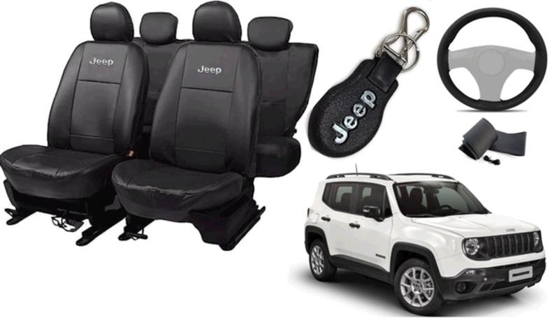 Imagem de Jeep Renegade 2015 a 2023: Kit Completo com Couro, Volante e Chaveiro