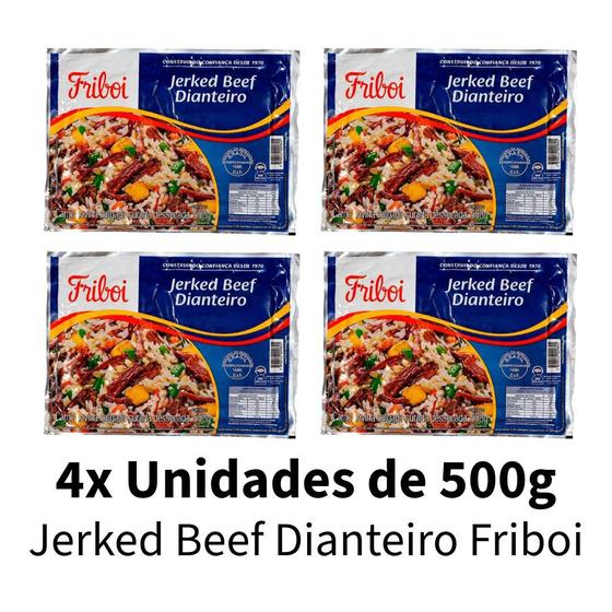 Imagem de Jerked Beef Charque Carne Seca Jabá Bovino Dianteiro Friboi Kit 4x 500g