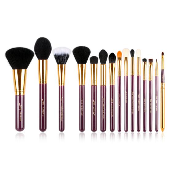 Imagem de Jessup 15 Pcs Pro Pincéis de Maquiagem Pincel de Maquiagem Set Beleza Cosméticos Pó Fundação Sombra Delineador Mistura Lábio Maquiagem Pincel Ferramentas Roxo / Ouro T095