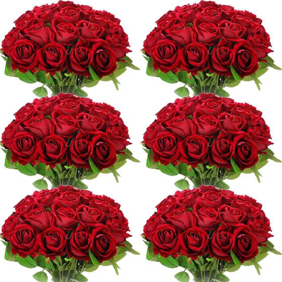 Jexine de flor de rosa artificial, falso, seda realista, 50 unidades