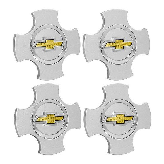 Imagem de Jg Calotinha Centro de Roda GM Meriva CD Prata boton Dourado