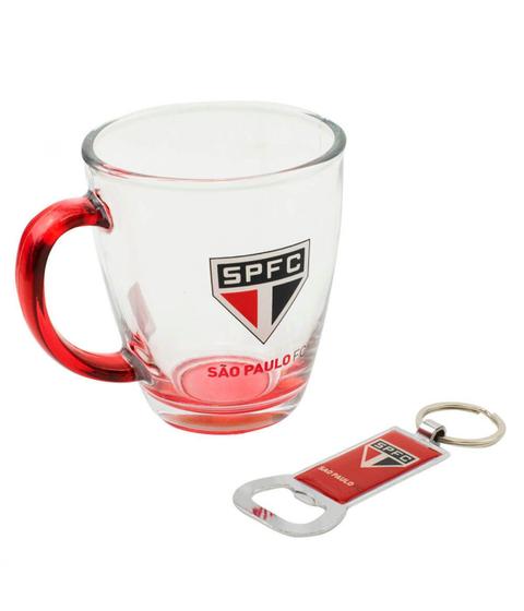 Imagem de Jg Com Uma Caneca De Vidro E Um Abridor De Garrafas 370ml - São Paulo SPFC