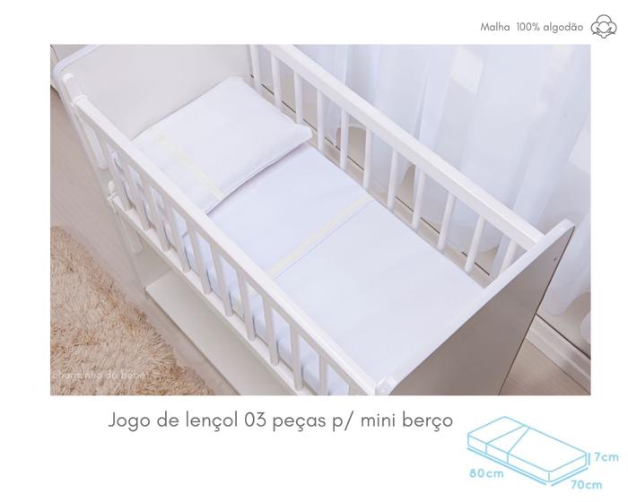 Imagem de Jg de lençol p/ mini berço 03-peças malha essence - baby joy