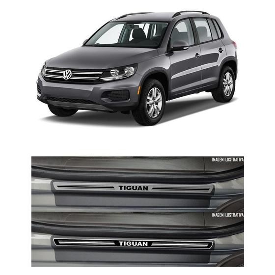 Imagem de Jg Soleira Tiguan 4p Aço Escovado Preto Elegance 2018 2019 2020 2021