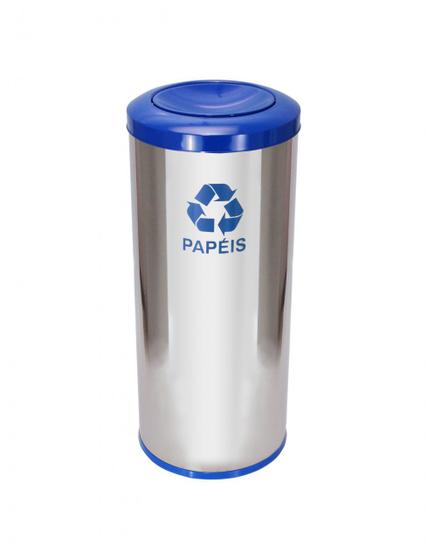 Imagem de Jj.c28 - lixeira em aço inox com tampa meia esfera pintada 50l