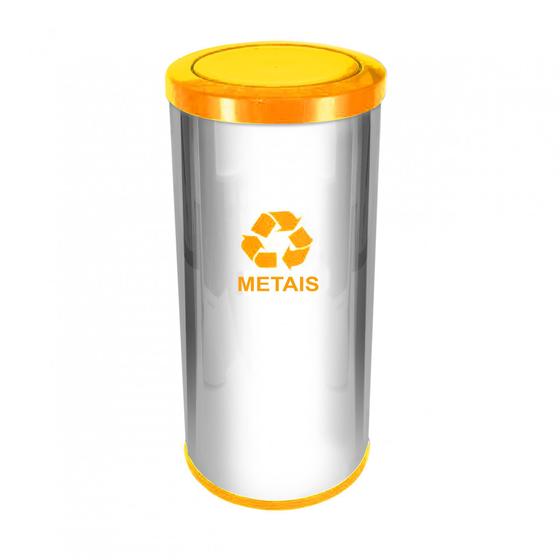 Imagem de Jj.c53 - lixeira em aço inox com tampa meia esfera plástica 50l