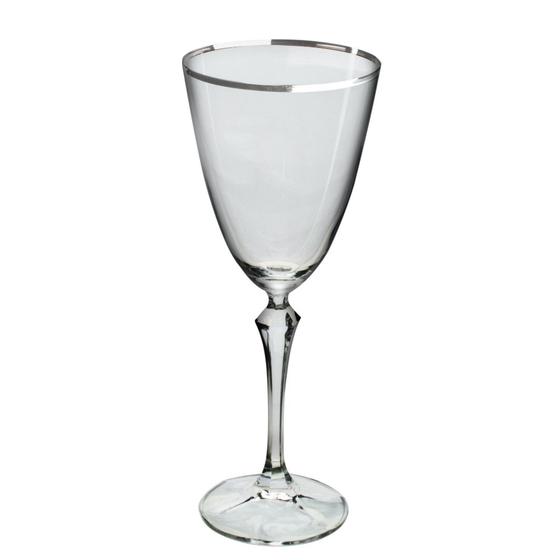 Imagem de JJogo de 6 taças para água decorada em cristal ecológico silver rim 350ml A23cm