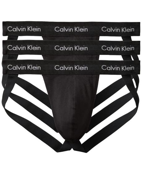 Imagem de Jockstrap Calvin Klein de Algodão Elástico - Pacote com 3 Unidades Pretas
