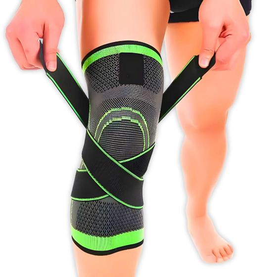 Imagem de Joelheira de Compressão Articulada Ortopédica Com tiras autocolantes Reforçado Elástica Flexível MBFit
