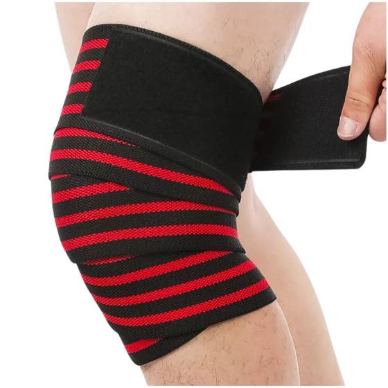 Imagem de Joelheira De Compressão Faixa Elástica Ortopédica Esportiva Exercício Funcional Musculação Fitness Tensor