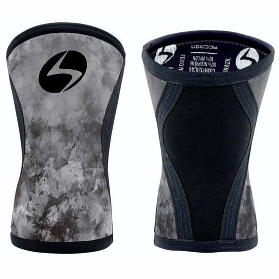 Imagem de Joelheira Neoprene 7mm Acction Brasil Mod. Smook Cross LPO Agachamento Academia Treinamento Gym