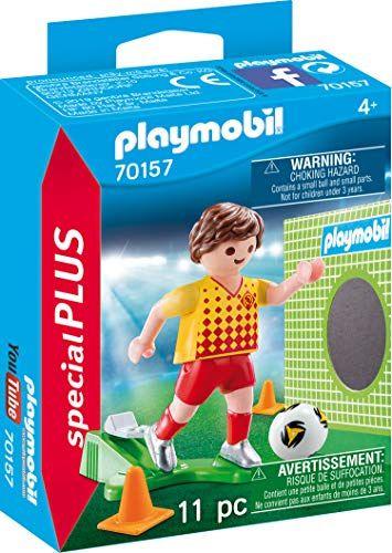 Imagem de Jogador de futebol Playmobil 70157 Special Plus com parede de gol, colorido
