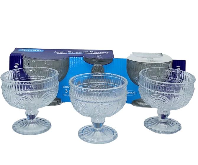 Imagem de Jogo 03 Taças Sobremesa Sorvete Ice Cream 250ml Rayan Vidros TG-2022