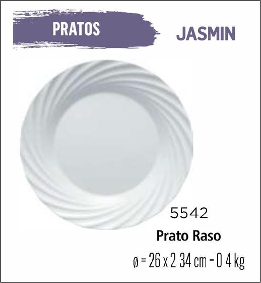 Imagem de Jogo 04 Pratos Jasmin Raso Jantar - Almoço - 25cm Branco