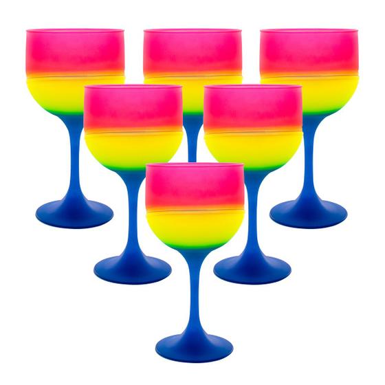 Jogo 06 Taças 500ml Three Color Neon - Wp Connect Menor preço em Jogo 06 Taças 500ml Three Color Neon - Wp Connect