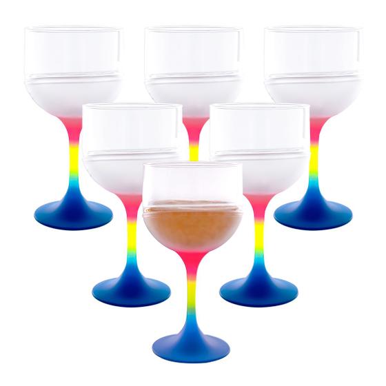 Imagem de Jogo 06 Taças 500ml Three Color Rainbow Cristal - Wp Connect