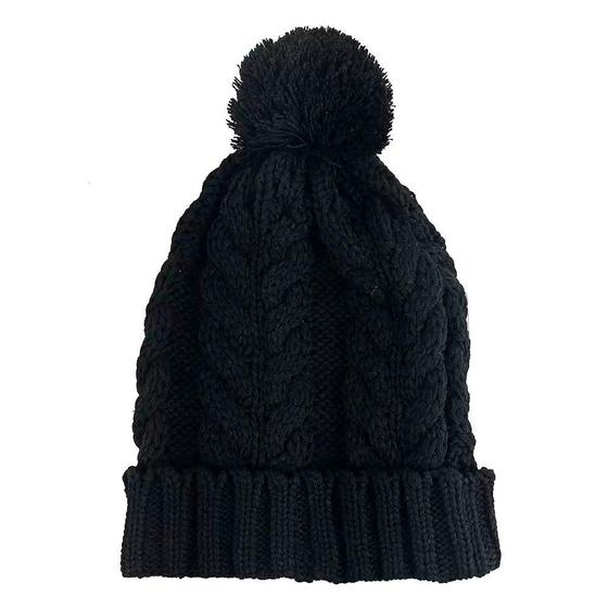 Imagem de Jogo 06 Touca De Frio Com Pompom Preta Gorro De Lã Tricot