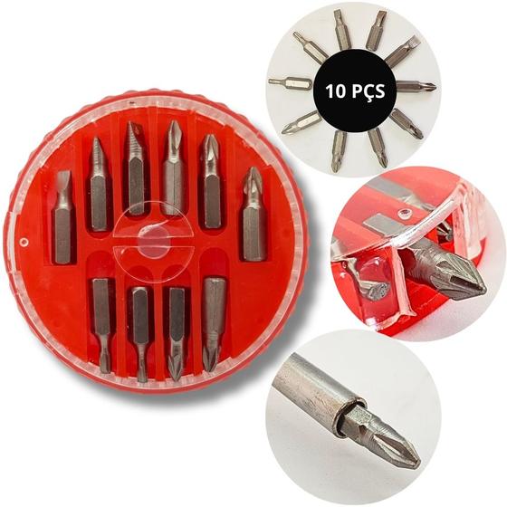 Imagem de Jogo 10 Bits Parafusadeira com estojo Fenda Philips Torx