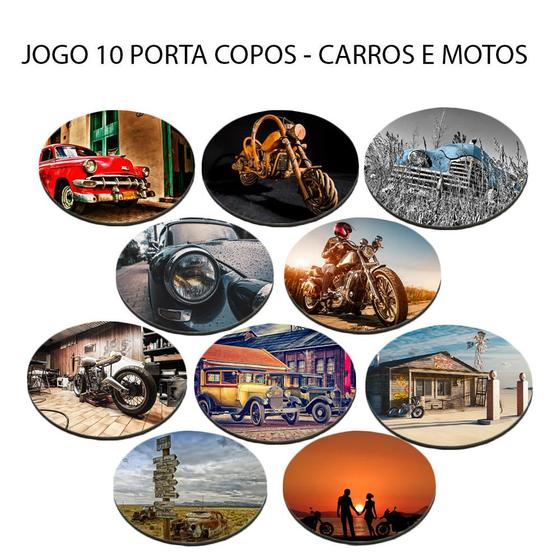 Imagem de Jogo 10 Bolacha de Chopp Personalizado Carro Moto Antiga