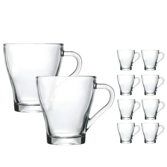Imagem de Jogo 10 Canecas Xícara Café Cappuccino Expresso Vidro 250ml