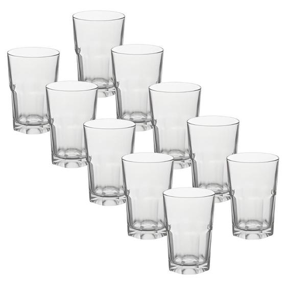 Imagem de Jogo 10 Copos Vidro Alto Boston Long Drink Vidro Grosso Agua Suco Transparente 300mL