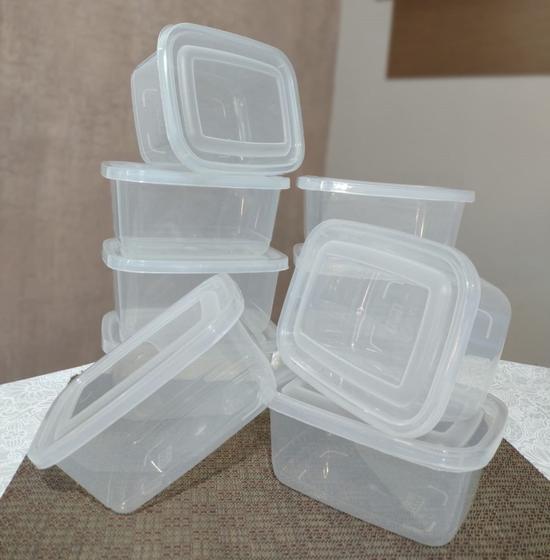 Imagem de Jogo 10 potes 1300ml retangular. Conjunto 10 potes BPA free. Kit 10 potes fitness.