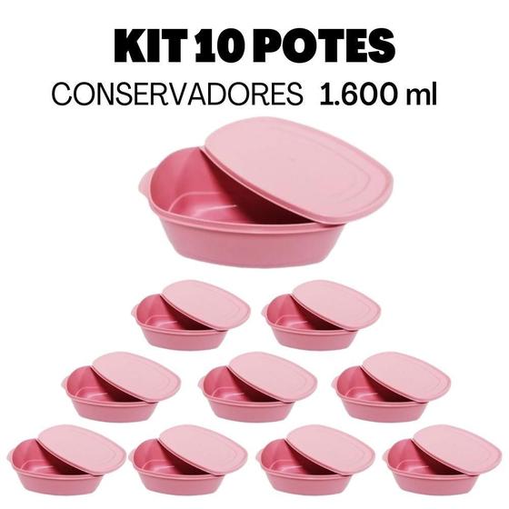 Imagem de Jogo 10 Potes Plásticos Com Tampa Pop Rosa Kit Conservador