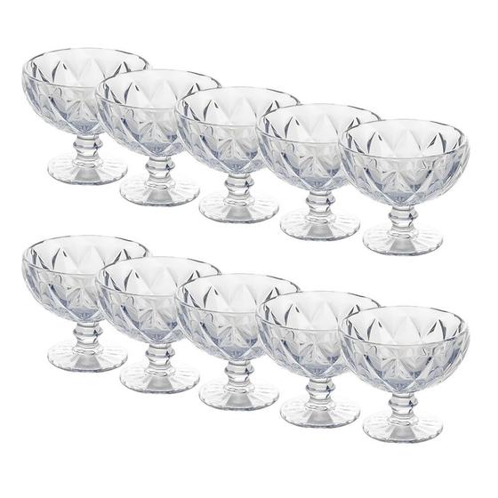 Imagem de Jogo 10 Taças de Sobremesa Coquetel Drinks Diamond Diamante Clear Class 310ml