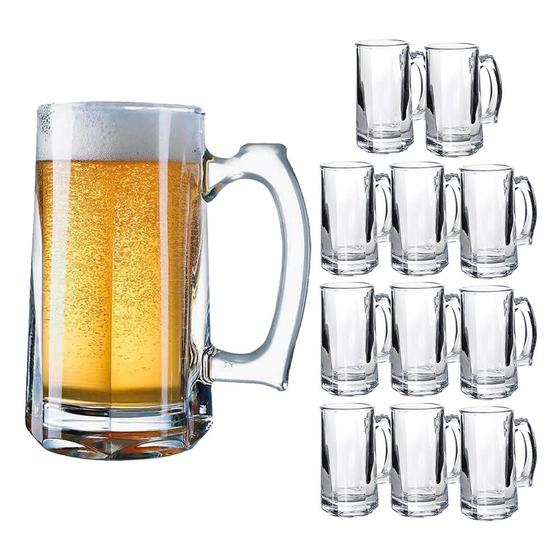 Imagem de Jogo 12 Caneca de Chopp Zero Grau Vidro Transparente Casual Resistente Bar 380ml Class Home