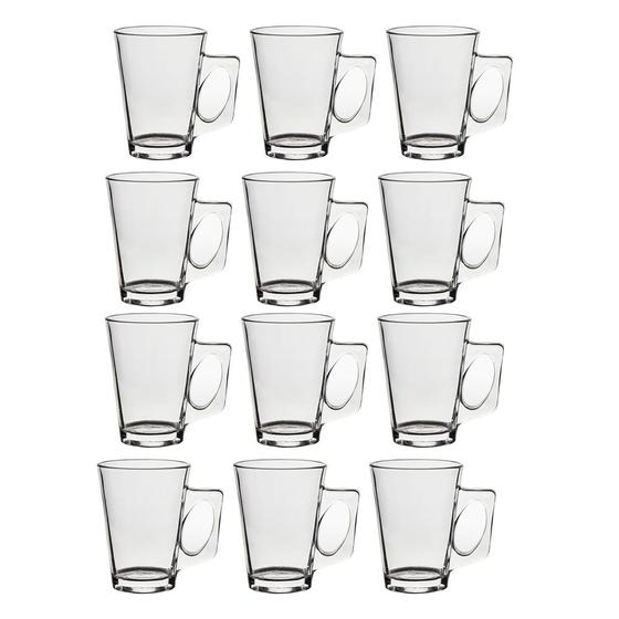 Imagem de Jogo 12 Canecas de Vidro Casual 185ml Café Chá