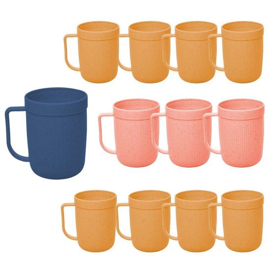 Imagem de Jogo 12 Canecas Fibra de Bambu e PP Cores Sortidas Textura 300ml Lyor
