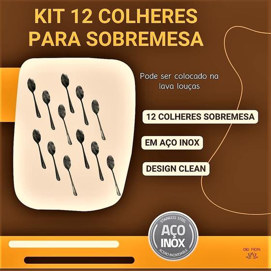 Imagem de Jogo 12 Colheres de Sobremesa Inox Cozinha Casa Restaurante