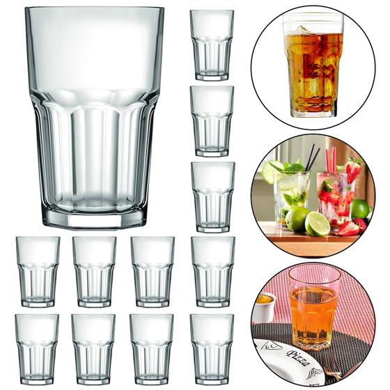 Imagem de Jogo 12 Copos de Vidro Grosso Transparente 310ml Resistente