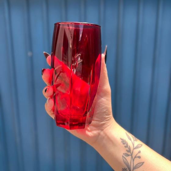 Imagem de Jogo 12 Copos Florence - 6 Transparente + 6 Vermelho 370ML