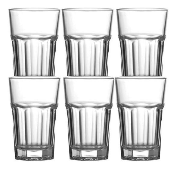 Imagem de Jogo 12 copos vidro grosso 400 ml luxo  resistente agua suco