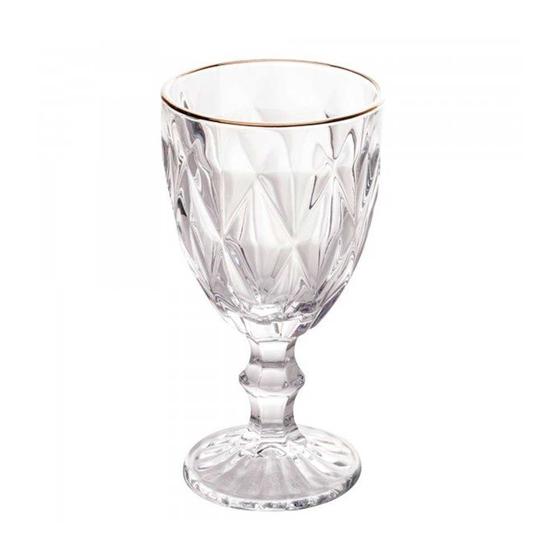 Imagem de Jogo 12 Taças de Vidro com Borda Dourada Diamond Cor Transparente para Água Lyor 325ml
