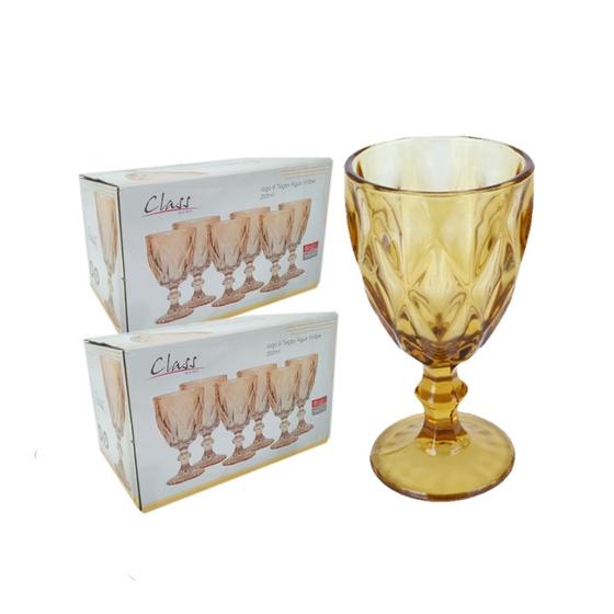Jogo 12 Taças Vidro Diamond Âmbar Transparente - Class Home Menor preço em Jogo 12 Taças Vidro Diamond Âmbar Transparente - Class Home