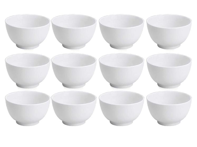 Imagem de Jogo 12 Tigelas de Porcelana Branca Bowl 510ml Cumbuca Japonesa