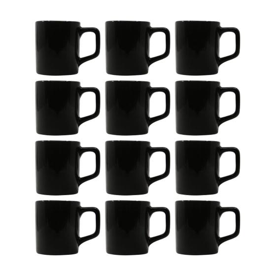 Imagem de Jogo 12 Xícaras 80mL Café Expresso Preta Mini Canecas Chá